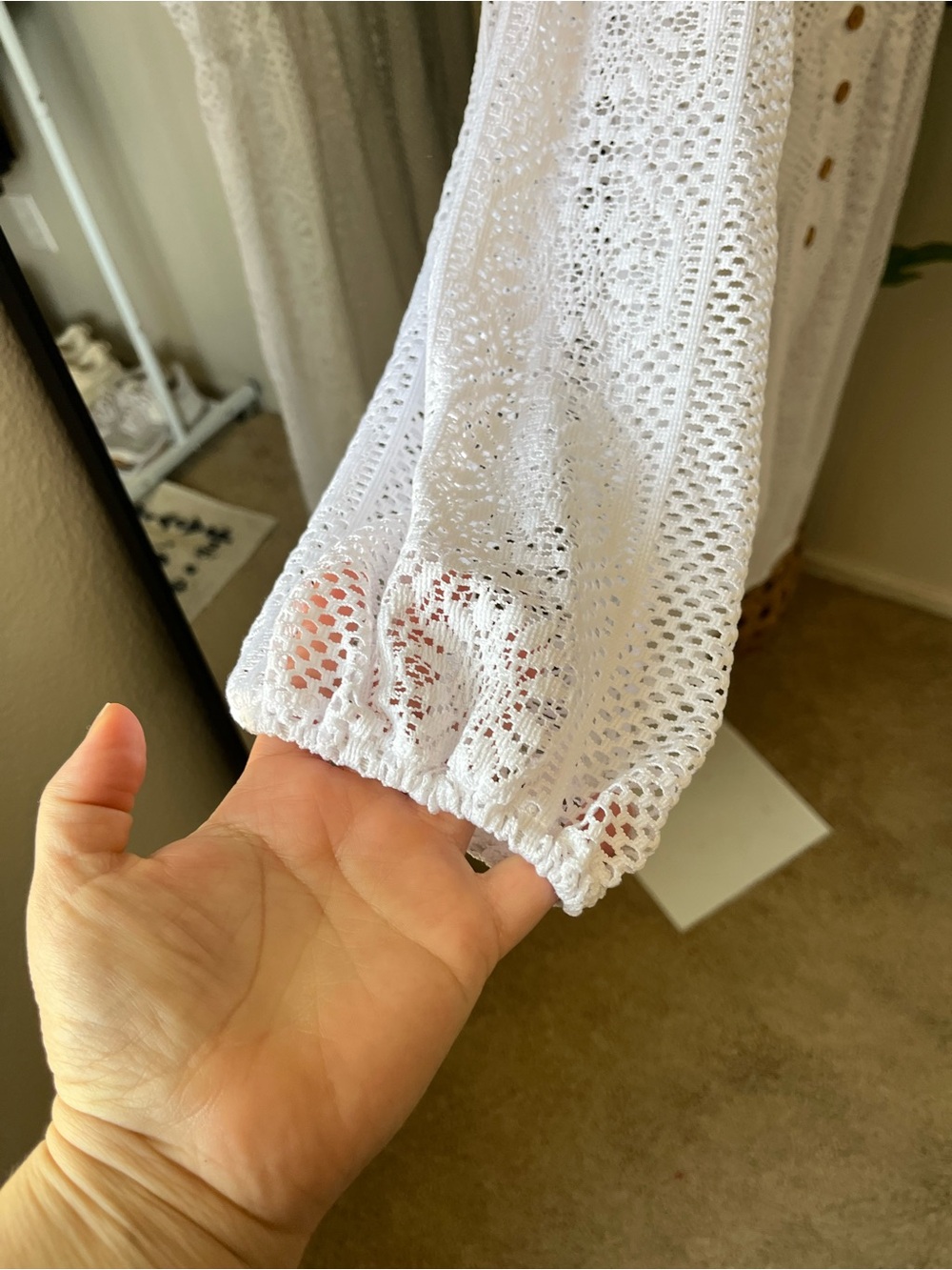 🤍 White Crochet Lace Tunic Dress L | Boho Coastal Coverup Chic | Ava James - Picture 5 of 7